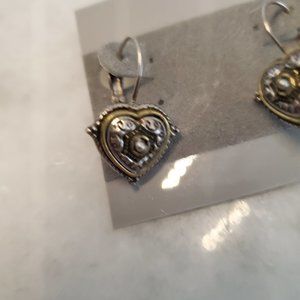 Brighton Heart Two Tone Silver and Gold Leaver Back Earings Rare